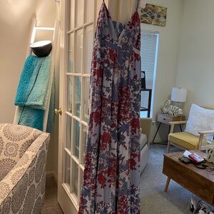 Jessica Simpson Blue and Red Floral Maxi Dress